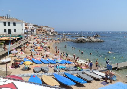 Beach and restaurtants around Port Bo Calella de Palafrugell