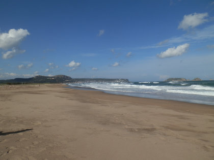 Gola de Ter beach in Spring with waves