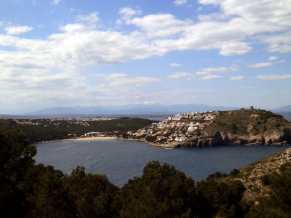 Viewpoint above Montgo with views over Escala to Pyrenees on Costa Brava