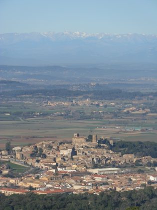 view of Pals Peratallada and Pyrenees from Quermany Costa Brava