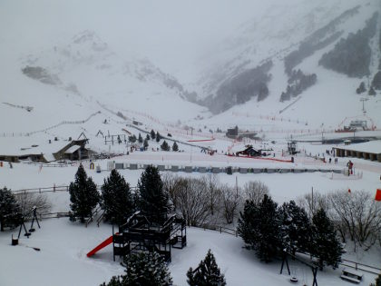 Vall de Nuria view of base snow facilities